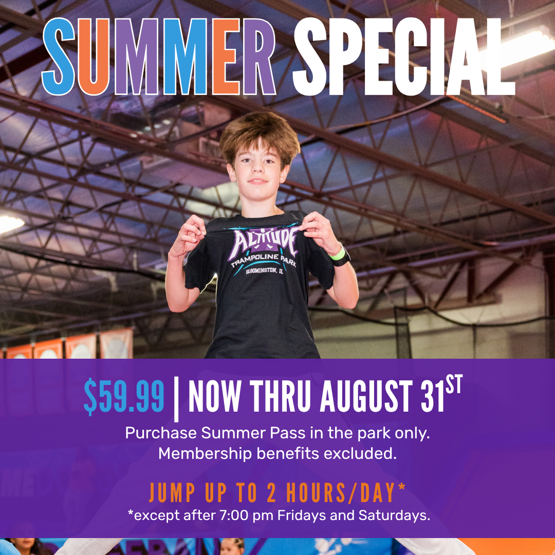 Jump into fun with our Summer Special at Altitude Trampoline Park in Bloomington, IL
