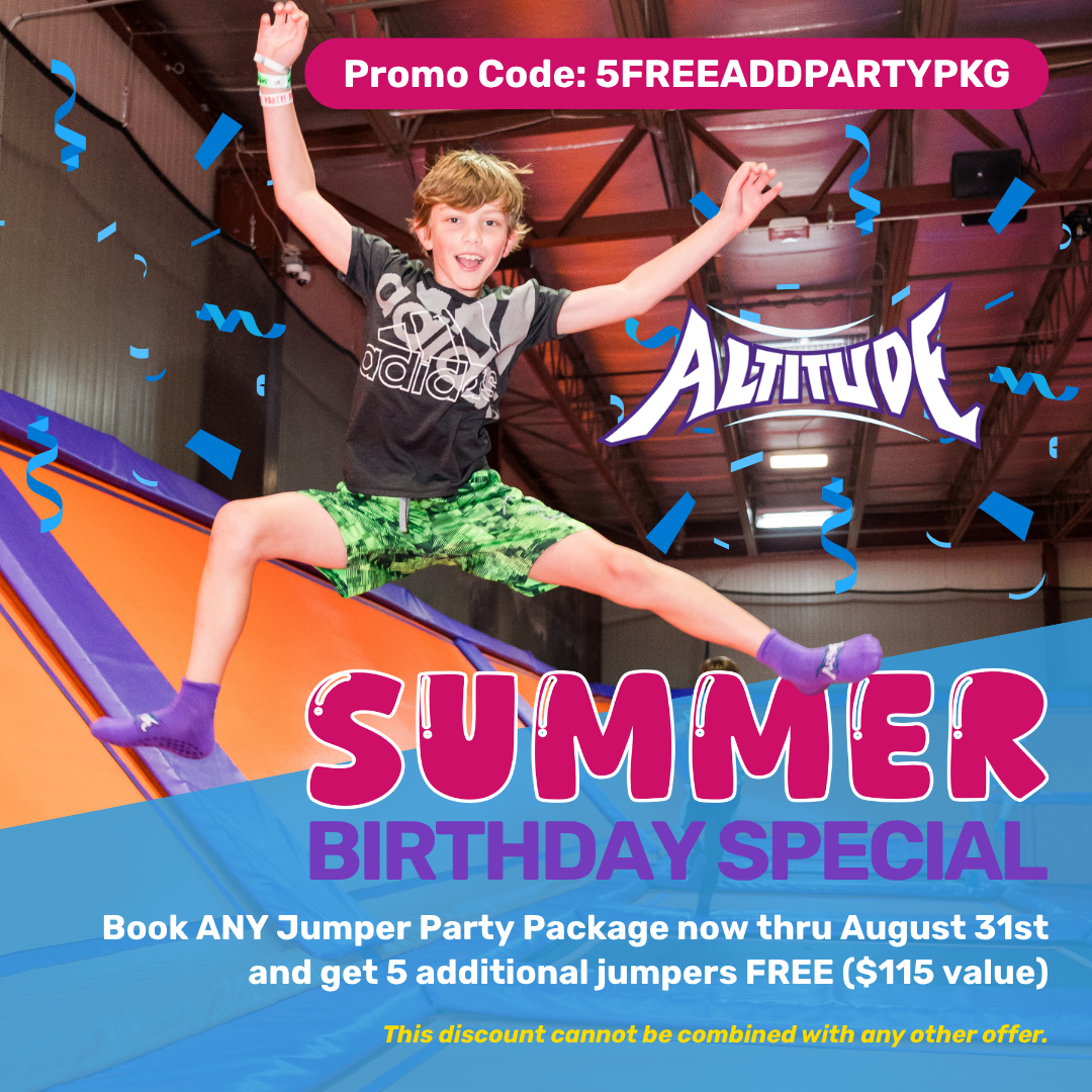 Altitude Trampoline Park in Bloomington, IL Summer Birthday Special